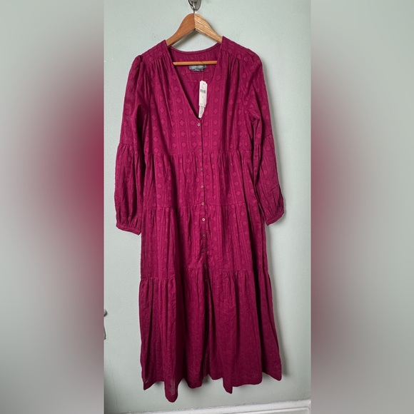 NWT‎ Anthropologie Viola Tiered Button Front Maxi Dress in Plum Size Medium - Picture 3 of 13